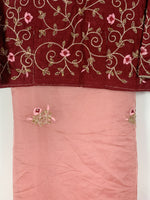 Load image into Gallery viewer, Designer Organza Saree- Strawberry Pink with Maroon Blouse
