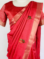 Load image into Gallery viewer, Designer Saree - Pure Linen Jute Sliver zari Weaved saree With  blouse
