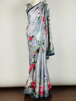 Load image into Gallery viewer, Designer Saree - Pure 100% japanese Satin With Swarovski work on lace
