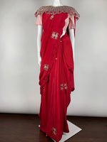 Load image into Gallery viewer, Designer Saree - Pure Georgette Crepe saree With poncho style blouse
