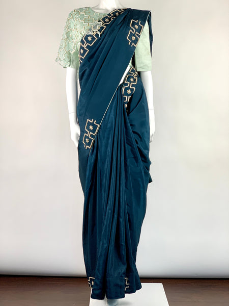 Saree Black Pure Georgette with Enriched Designer Border - MemSaheb