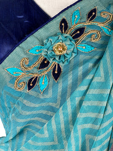 Designer Saree - Pure Chiffon Weaved Saree With 3D Embroidered