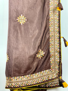 Designer Saree - Pure Dola Silk With embroidery