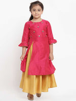 Load image into Gallery viewer, Girls Pink &amp; Yellow Embroidered Kurta with Skirt
