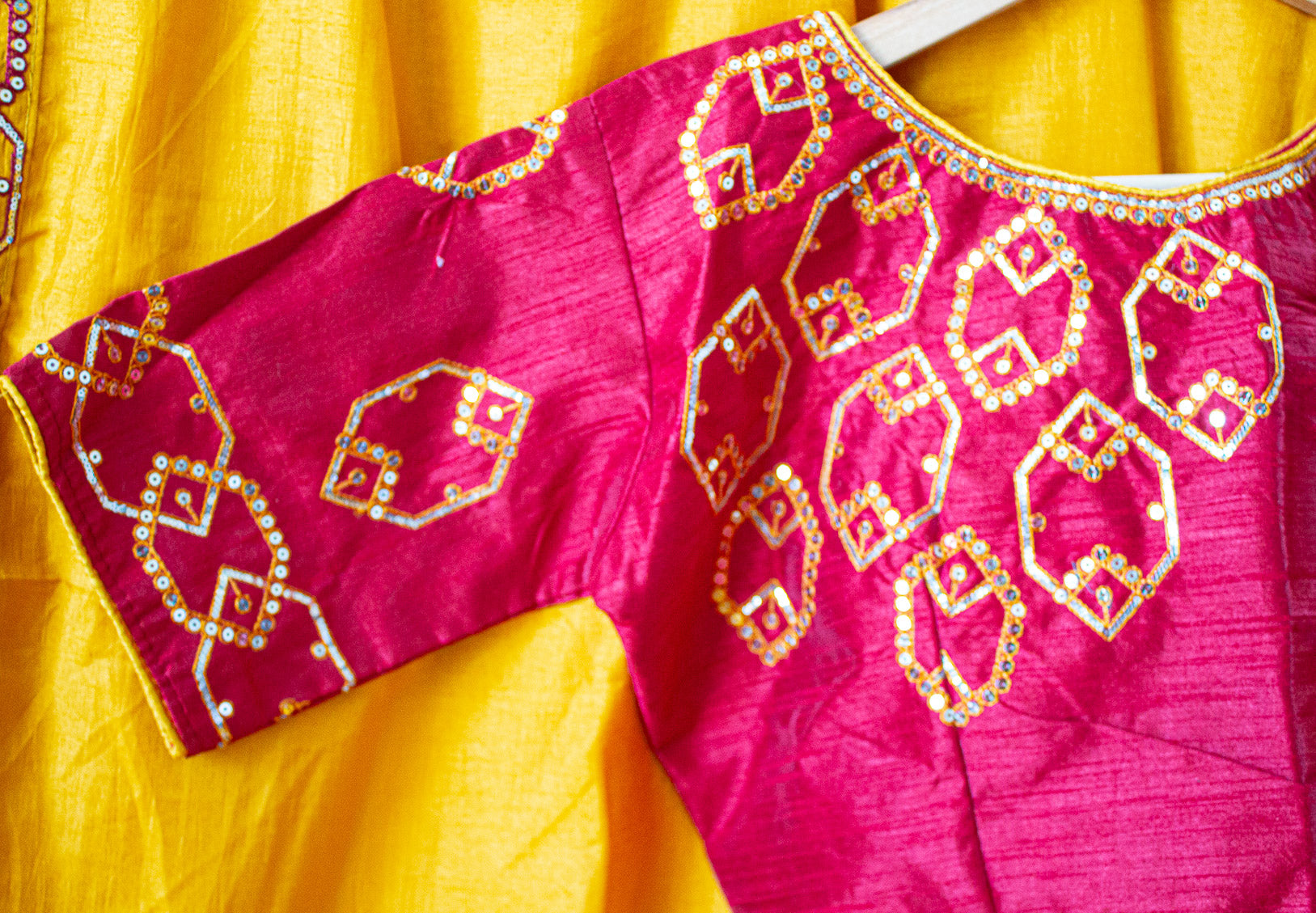 Designer Saree - Silk saree with Thread Embroidered and  Golden sequins