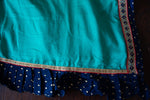 Load image into Gallery viewer, Designer Saree - SeaGreen  Saree With Navy Blue Ruffle
