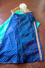 Load image into Gallery viewer, Designer Saree - SeaGreen  Saree With Navy Blue Ruffle
