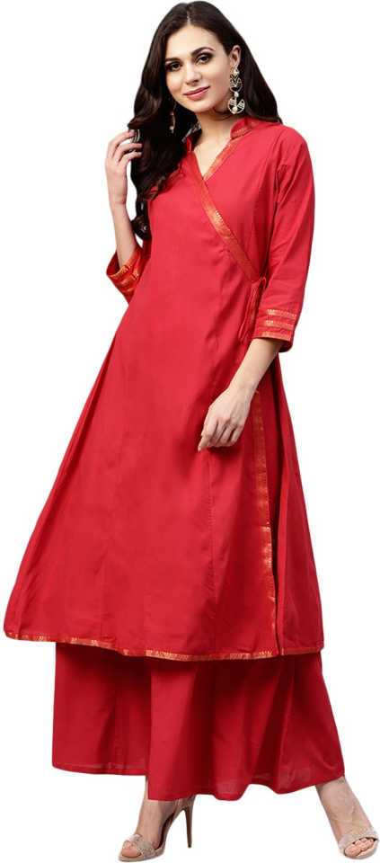 Women Kurta and Palazzo Set Cotton Blend